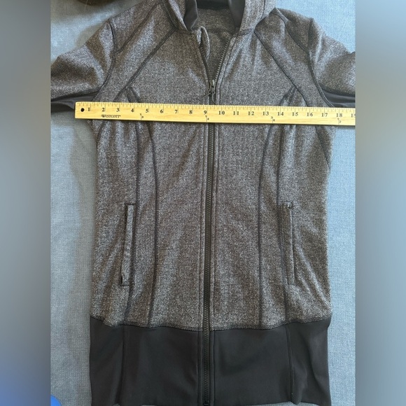 Lululemon Daily Practice Jacket Heathered Herringbone Black Full Zip Hooded - Picture 5 of 6